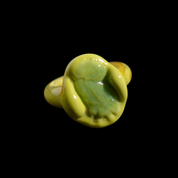 bague in vetro soffiato di Murano chouette verte